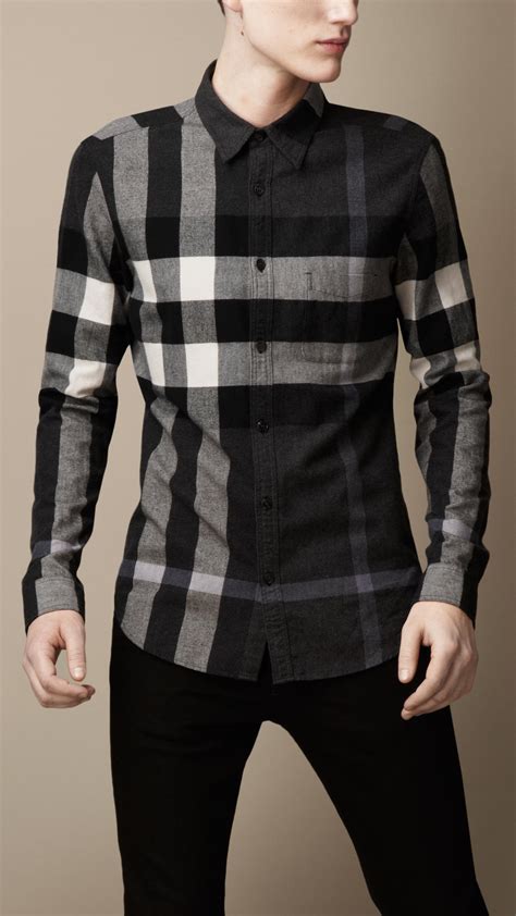 burberry checkered dress shirt men|burberry check flannel shirt.